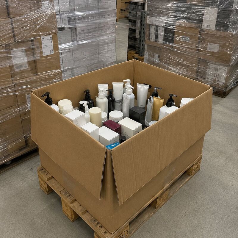 Consumer electronics in retail packaging on a pallet